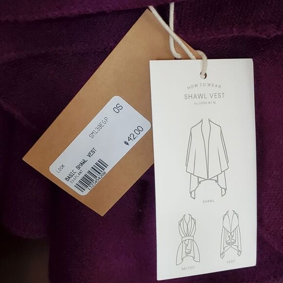 Look NWT Eggplant Shawl Vest Wrap Tunic Cloak Covering - One Sized - Picture 6 of 7